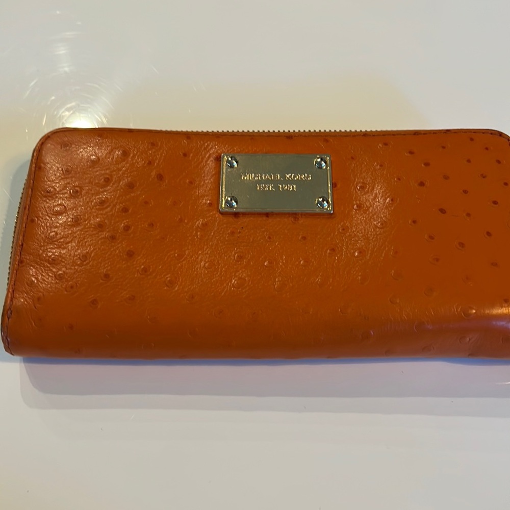 Michael Kors, orange leather wallet